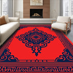 Bold Crimson Navy Central Medallion Rug