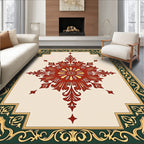 Crimson Gold Floral Medallion Border Rug