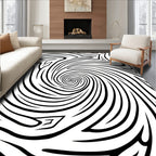 Black White Optical Swirl Rug