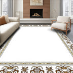 Ornate Golden Floral Border Rug