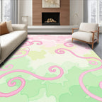Pink Swirl Floral Soft Landscape Rug