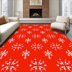 Red White Snowflake Classic Christmas Rug