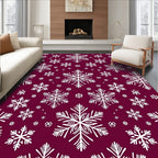 Winter White Snowflake Burgundy Field Rug