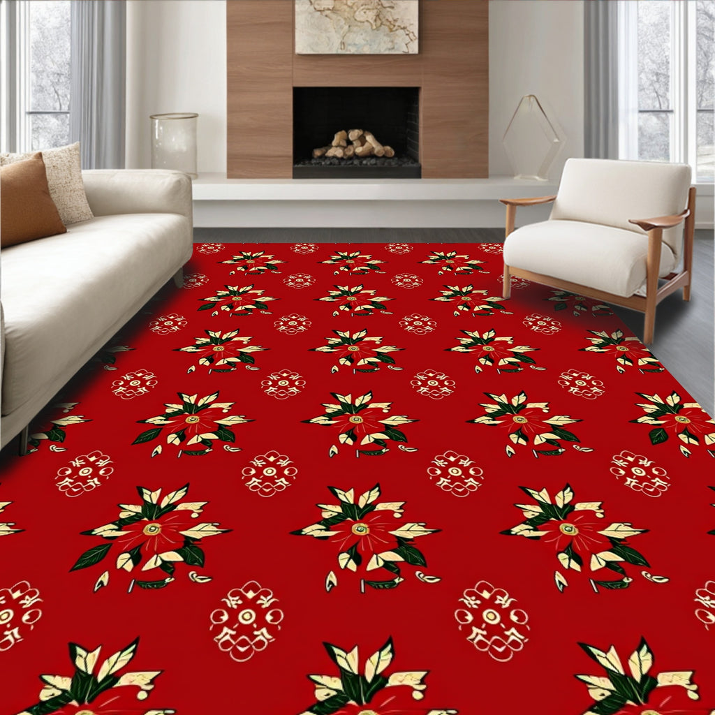 Crimson Floral Medallion Repeat Rug