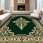 Emerald Golden Floral Scroll Rug