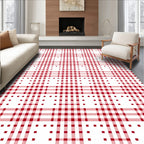 Vibrant Red White Gingham Squares Rug