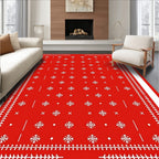 Bold Red Snowflake Geometric Rug