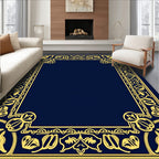 Elegant Gold Floral Border IndigoRug Rug