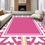Bright Pink Geometric Border Rug