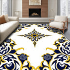 Classic Navy Yellow Floral Starburst Rug