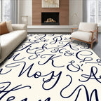 Navy Script Alphabet Cream Rug