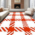 Red White Diagonal Gingham Checkered Rug