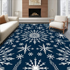 White Snowflakes on Navy Background Rug