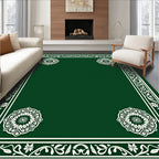 Vibrant Green Floral Medallion Border Rug