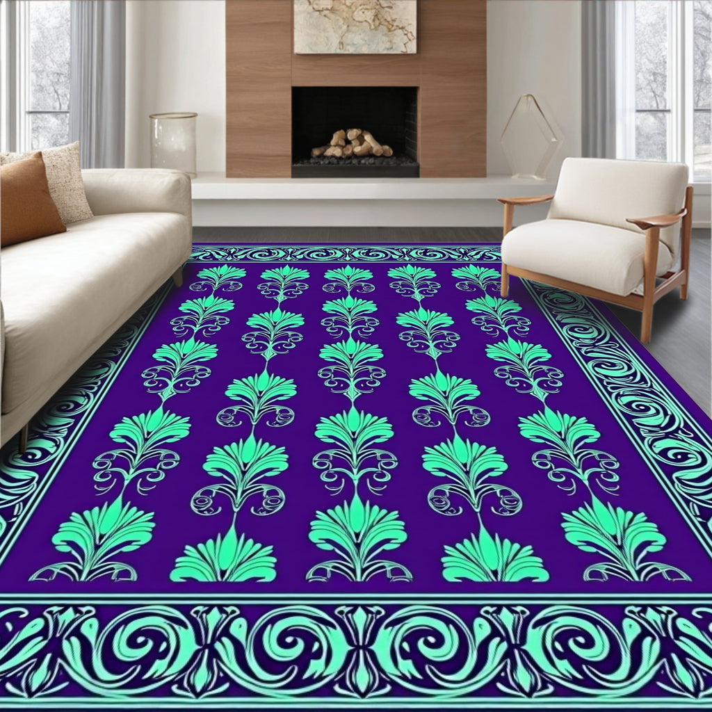 Emerald Floral Regal Border Rug