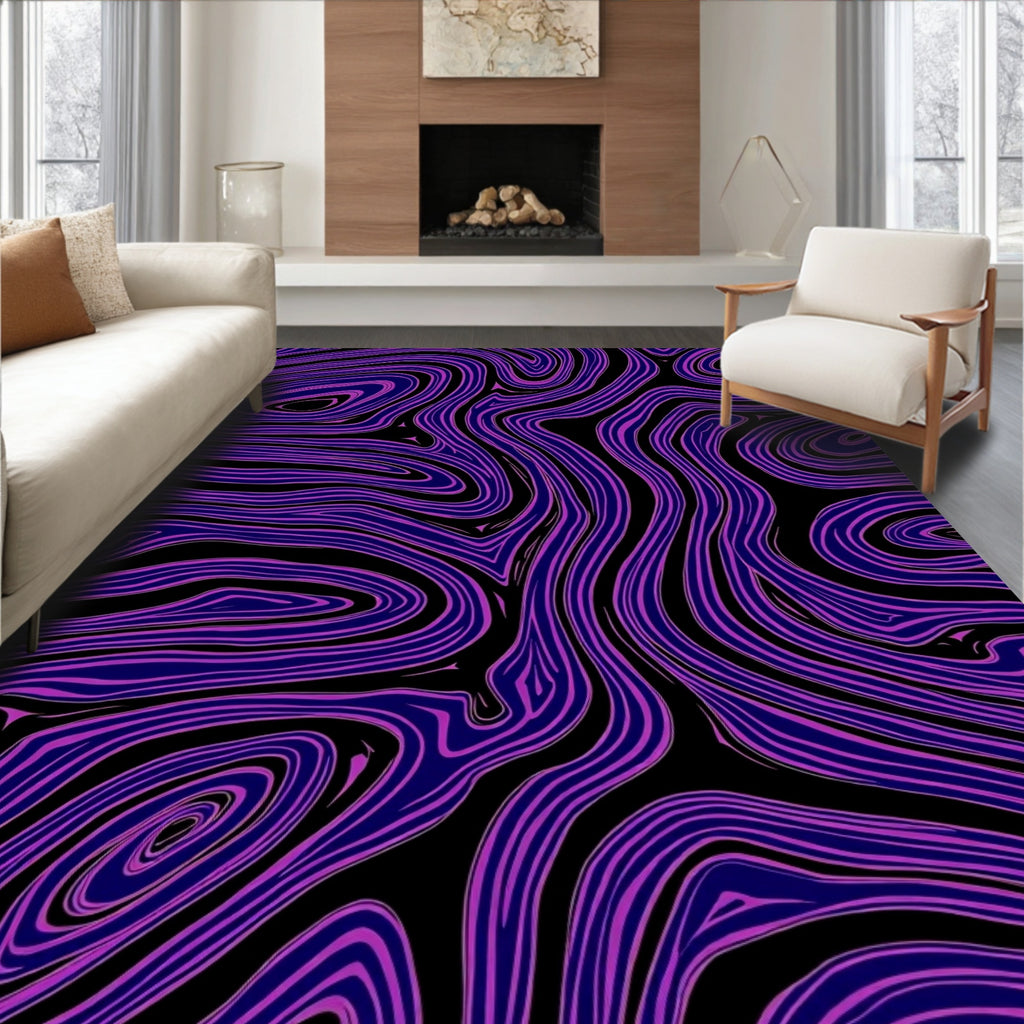 Vibrant Purple Swirl Topography Rug