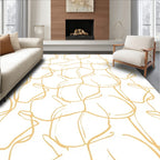 Golden Abstract Calligraphy Flow Rug