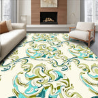 Organic Flowing Swirls Blue Green Rug