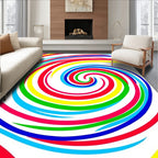 Vibrant Rainbow Swirl Spiral Rug