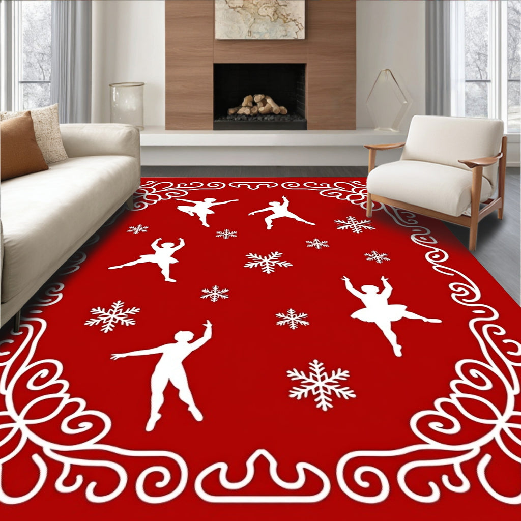 Red Snow Fairy Ballet Dancers Rug