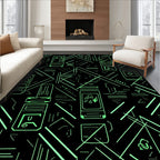 Retro Futuristic Neon Circuit Board Rug