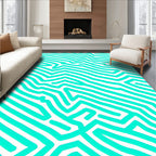 Teal Jagged Lines Abstract Rug