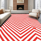 Bold Red Zigzag Geometric Stripe Rug