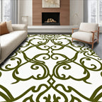 Olive Green Vine Scrollwork Rug