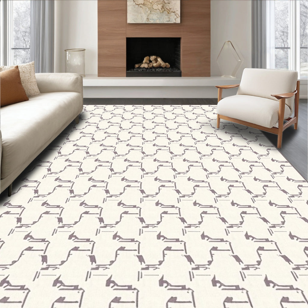 Monochromatic Contemporary Interlocking Figures Rug