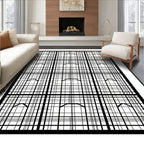 Black White Grid Arch Motif Rug