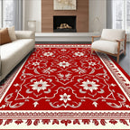 Crimson Botanical Medallion Border Rug