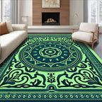 Emerald Teal Floral Medallion Rug