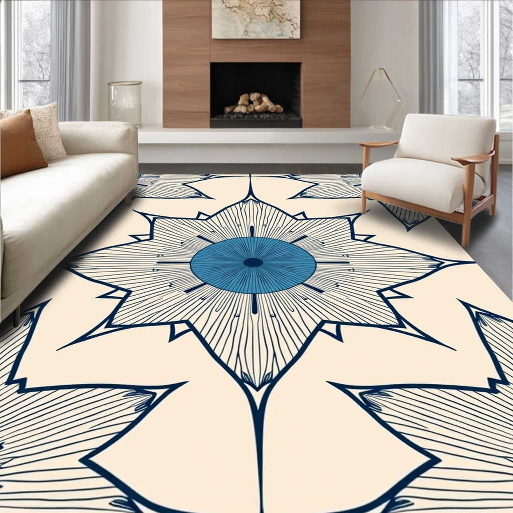 Navajo Blue Sunburst Star Rug
