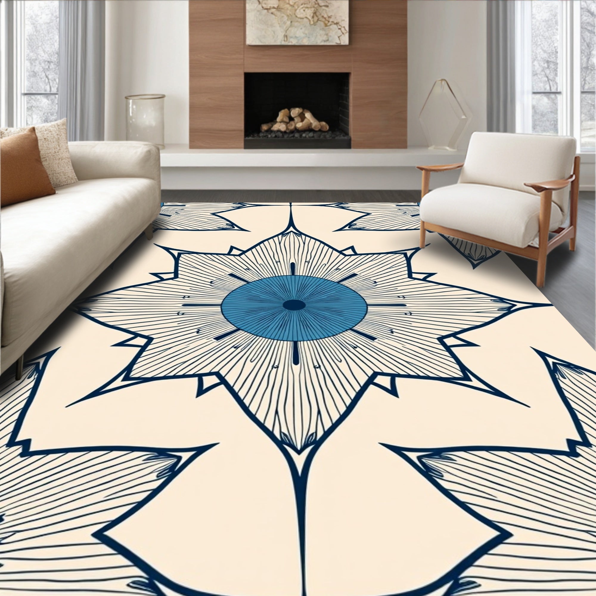 Navajo Blue Sunburst Star Rug