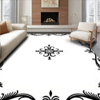 Black Baroque Filigree Square Motif Rug