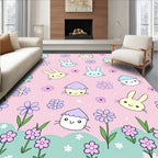 Cute Pastel Bunny and Bloom Rug