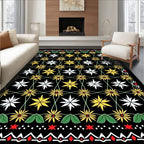 Black Garden Floral Vine Medallion Rug