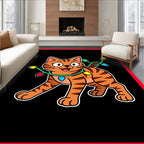 Orange Tabby Cat With Christmas Lights Rug