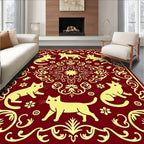 Crimson Yellow Cat Garden Medallion Rug