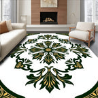 Dark Green and Gold Floral Medallion Rug