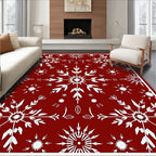 Crimson White Snowflake Medallion Rug