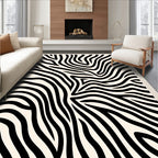 Bold Black Zebra Stripe Swirls Rug