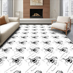 Abstract Black White Geometric Form Rug