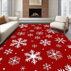 Crimson Snow Flurry Field Rug