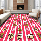 Festive Gingerbread Candy Cane Stripes Rug