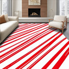 Bold Crimson Stripe Abstract Rug