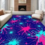 Vibrant Pink Teal Burst Splash Rug