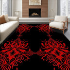 Crimson Red Elaborate Organic Motif Rug