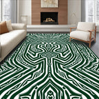 Emerald Green Abstract Maze Lines Rug