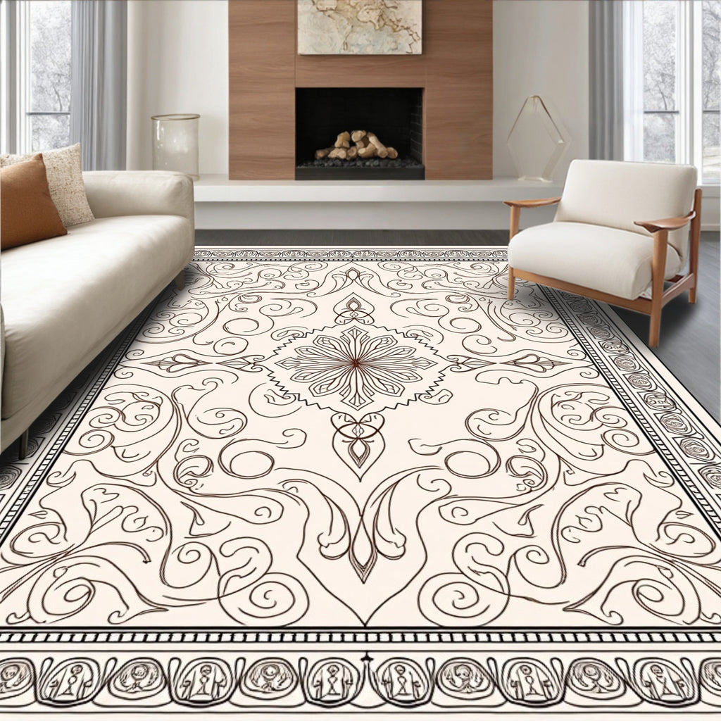 Ornate Antique Floral Scroll Rug